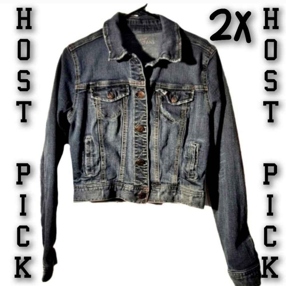 Celebrity Pink Jeans Lightly Factory Distressed Denim Jean Jacket 2X Host Pick